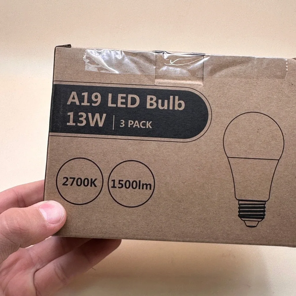 Set of 3 DEGNJU A19 LED Light Bulbs 100W Equivalent 2700K Soft White, 1500